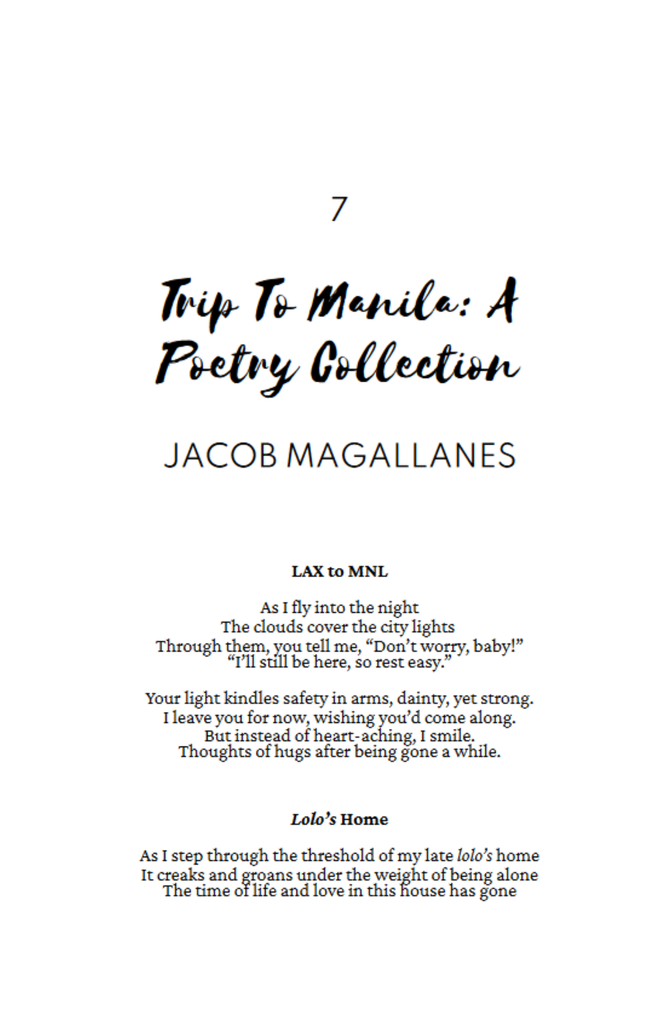 Trip to Manila: A Poetry Collection by Jacob Magallanes